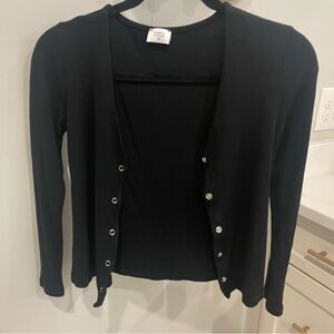 Common Threads Stretch Snap Up Long Sleeve Tee Cadigan Medium Petite